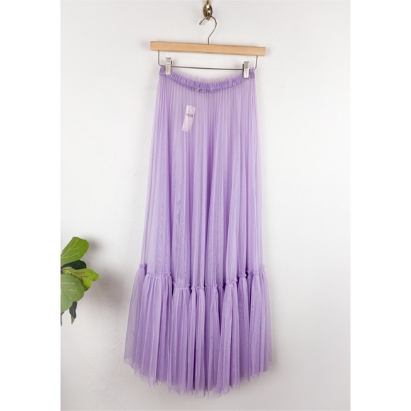 NWT Geisha Designs X Anthropologie Purple Sheer Maxi Skirt Sz S - Picture 3 of 10